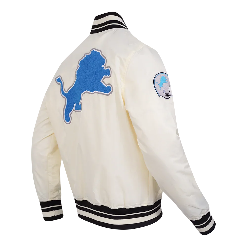 Detroit Lions Pro Standard Eggshell Retro Rib Satin Jacket product image 4, provided for visual reference and product detail