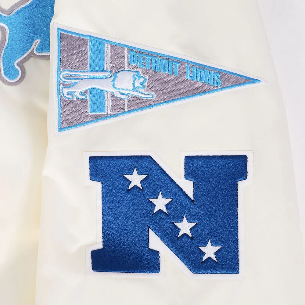 Detroit Lions Pro Standard Eggshell Retro Rib Satin Jacket product image 5, provided for visual reference and product detail