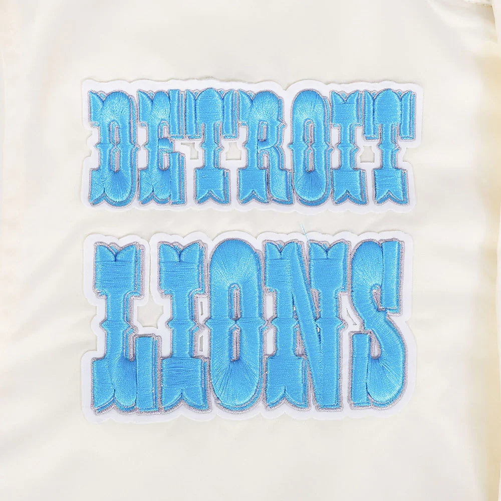 Detroit Lions Pro Standard Eggshell Retro Rib Satin Jacket product image 6, provided for visual reference and product detail