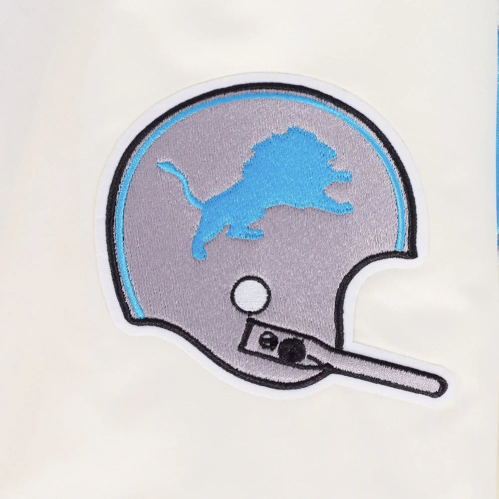 Detroit Lions Pro Standard Eggshell Retro Rib Satin Jacket product image 8, provided for visual reference and product detail