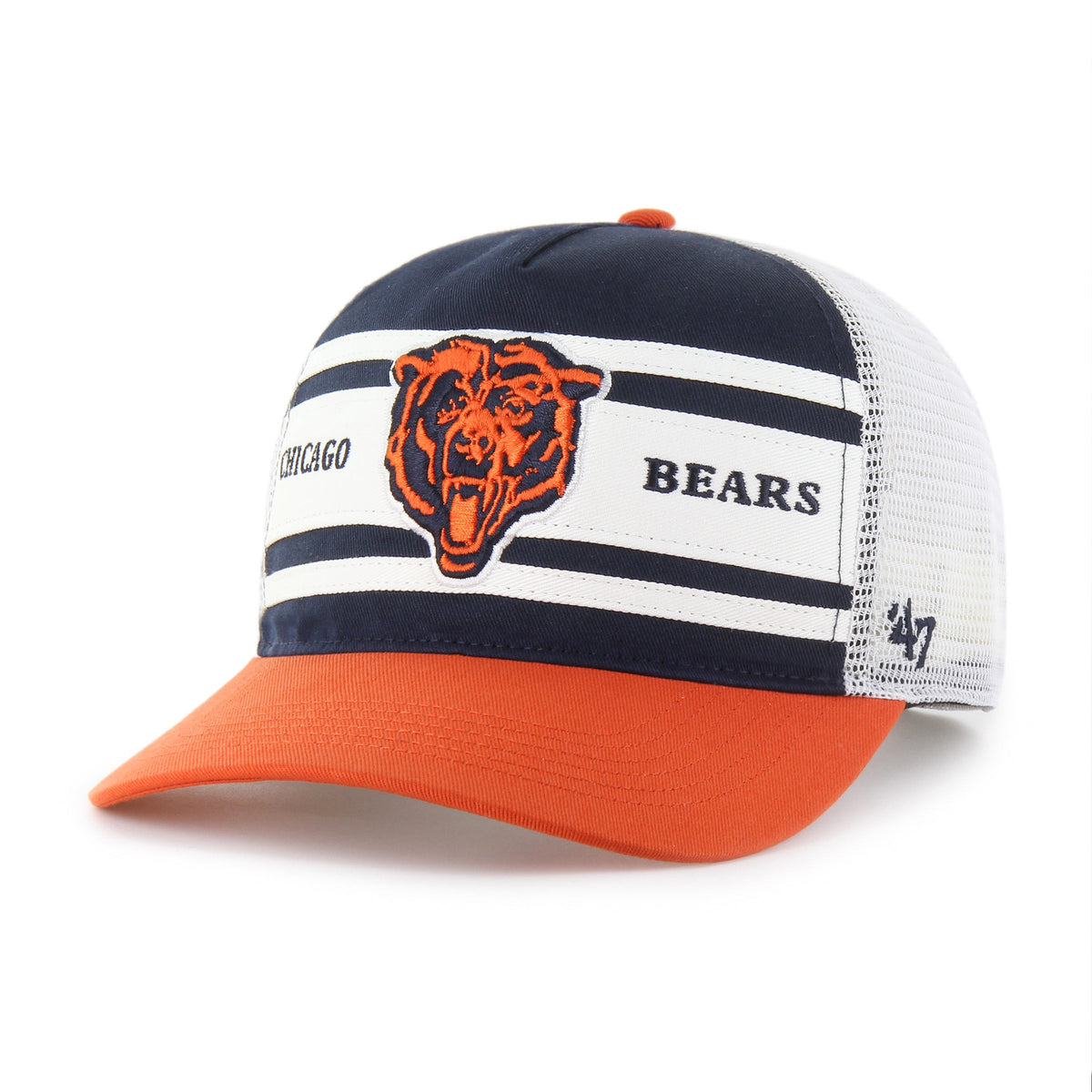Chicago Bears '47 Striped Double Header Hitch Mesh Adjustable Hat product image 1, provided for visual reference and product