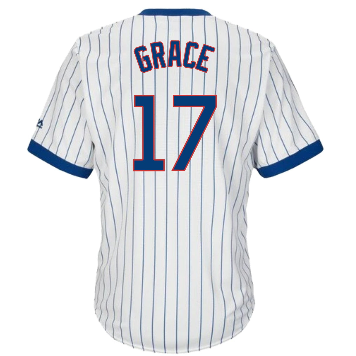 Mark Grace Chicago Cubs Cooperstown White Pinstripe V-Neck Home Men Jersey product image 2, provided for visual reference