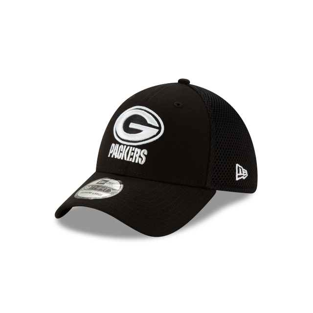 Green Bay Packers NFL New Era Men Black/White 39Thirty Neo Stretch Fit Hat product image 1, provided for visual reference