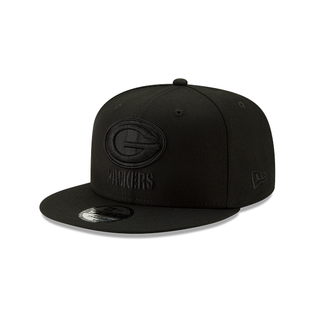 Green Bay Packers NFL New Era Men Black On Black 9Fifty Basic Snapback product image 1, provided for visual reference and