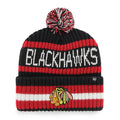 Chicago Blackhawks Black/Red Bering 47' Cuff Knit Hat product image 1, provided for visual reference and product detail