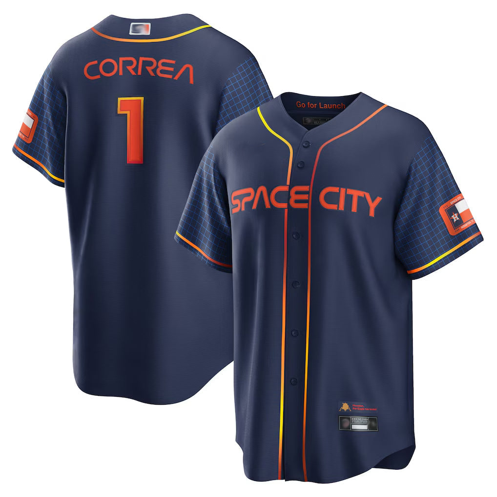 H.Astros #1 Carlos Correa Player Navy City Connect Limited product image 1