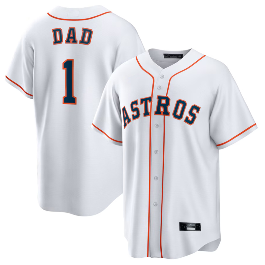 H.Astros #1 Dad Player White Home Replica Baseball Jerseys product image 1