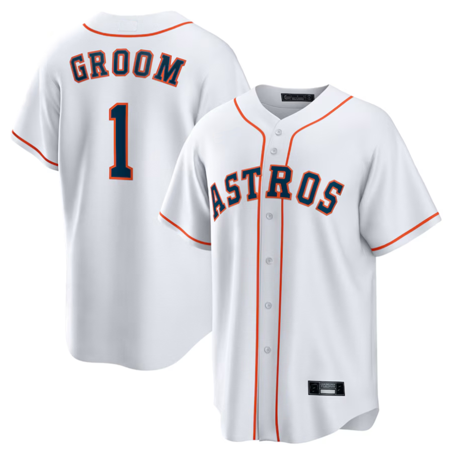 H.Astros #1 Groom Player White Home Replica Baseball Jerseys product image 1