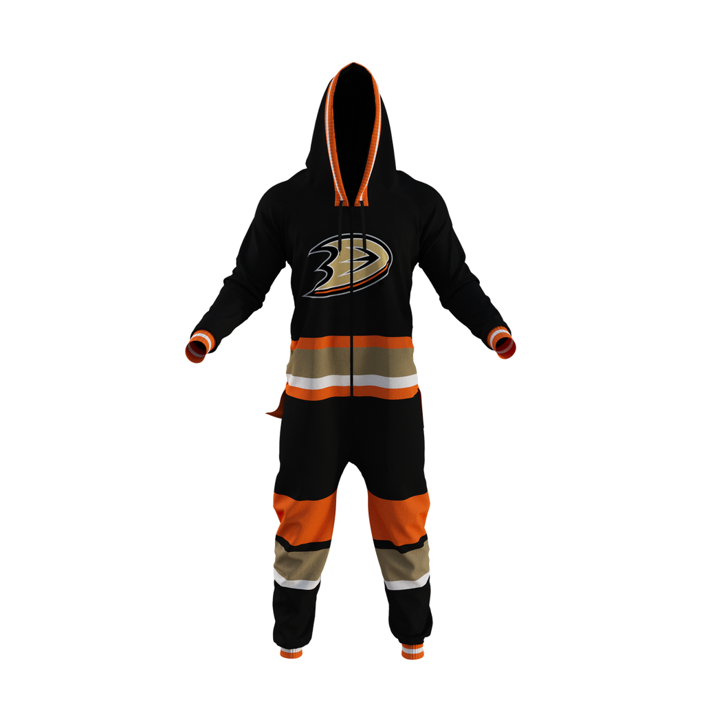 Anaheim Ducks NHL Hockey Sockey Men Black Team Uniform Onesie product image 1, provided for visual reference and product