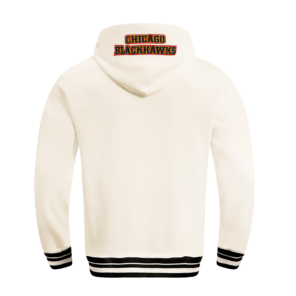 Chicago Blackhawks Cream Rib Fleece Hoodie product image 3, provided for visual reference and product detail review