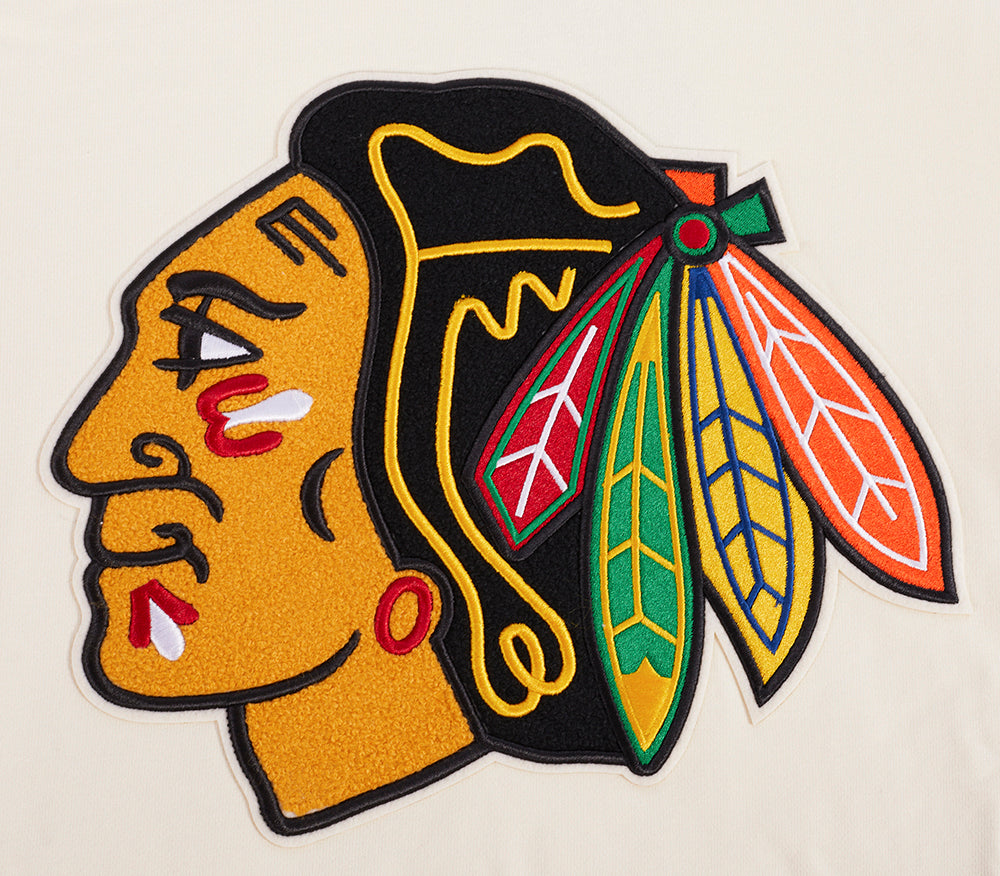 Chicago Blackhawks Cream Rib Fleece Hoodie product image 5, provided for visual reference and product detail review