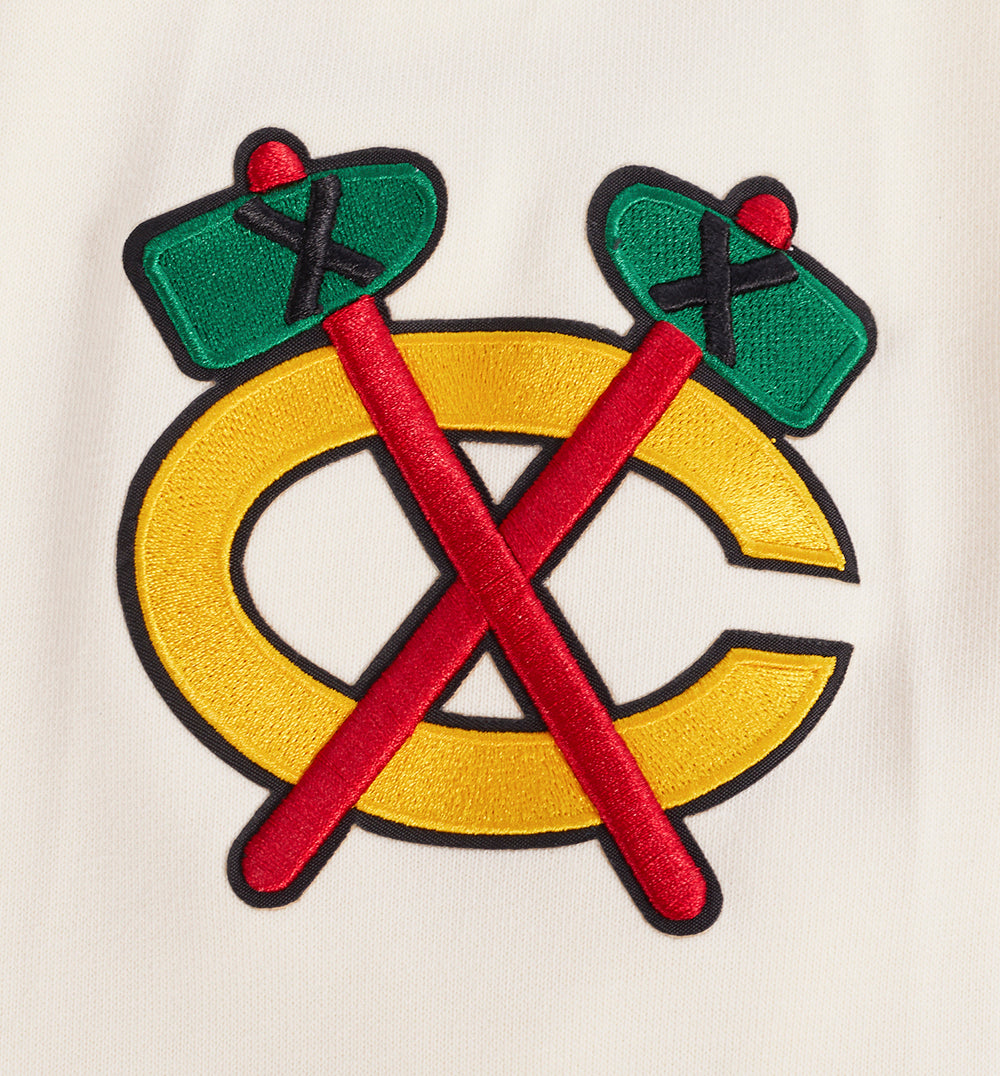 Chicago Blackhawks Cream Rib Fleece Hoodie product image 6, provided for visual reference and product detail review
