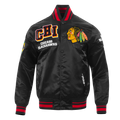 Chicago Blackhawks Black Satin Mash Up Jacket product image 1, provided for visual reference and product detail review