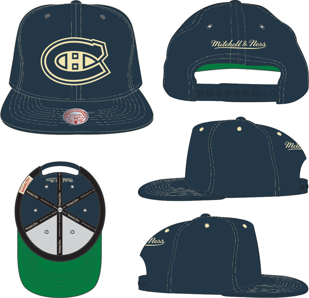 Montreal Canadiens NHL Mitchell & Ness Men Navy Contrast Natural Snapback product image 5, provided for visual reference and