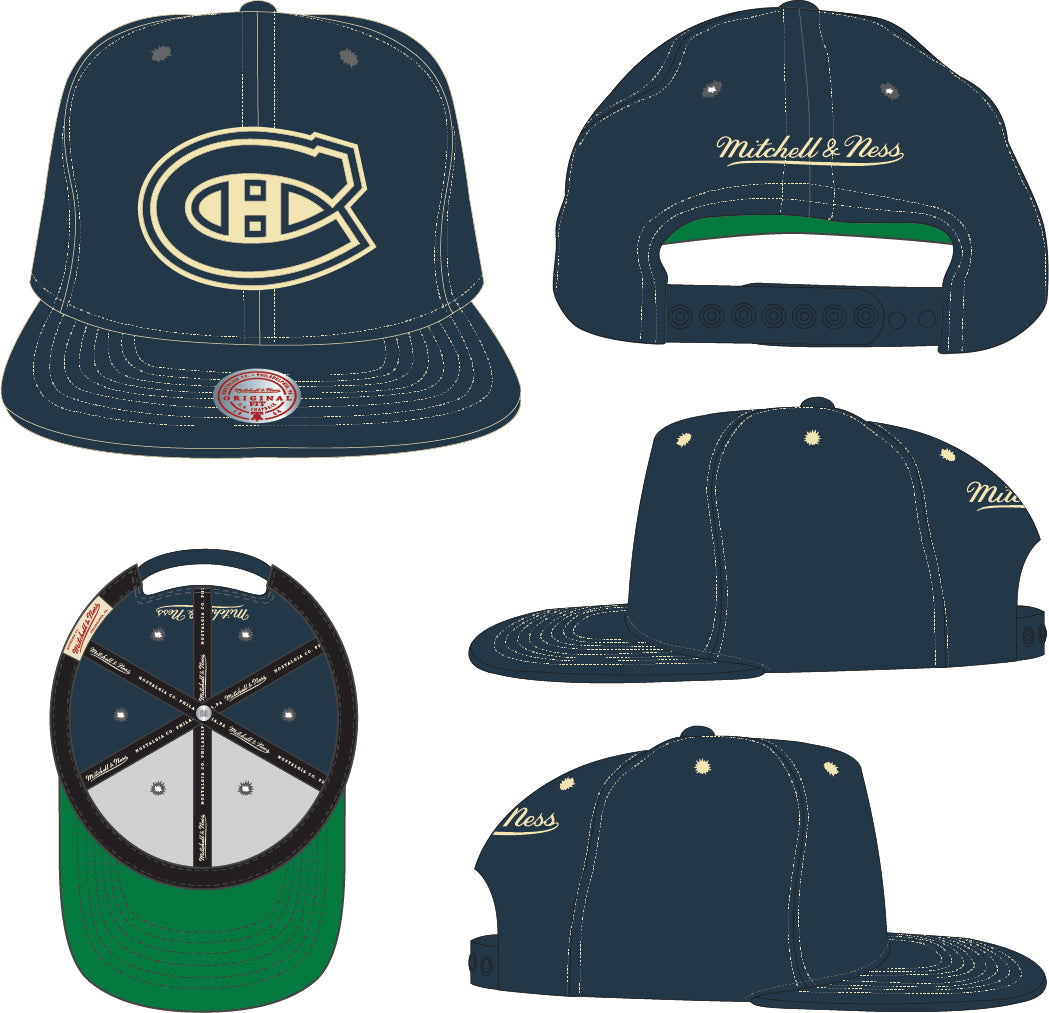 Montreal Canadiens NHL Mitchell & Ness Men Navy Contrast Natural Snapback product image 5, provided for visual reference and