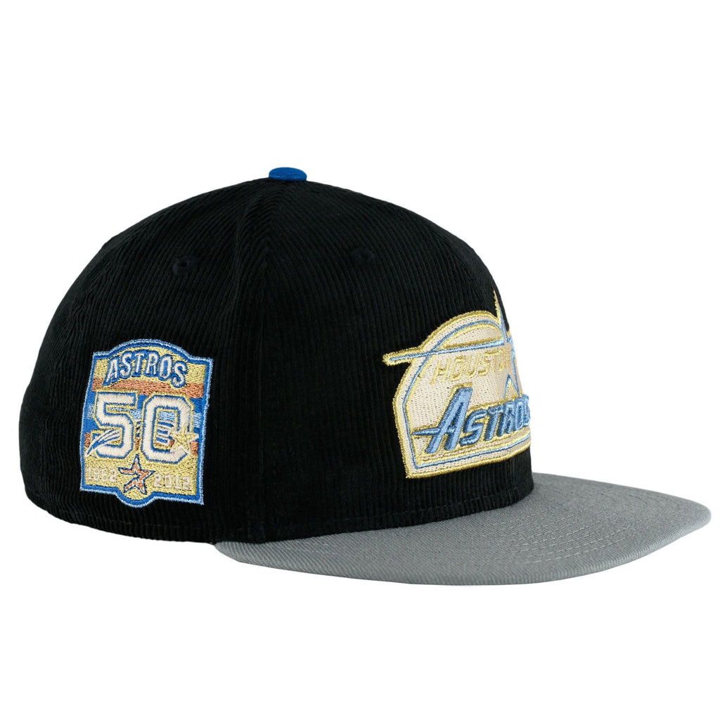 Houston Astros 50th Black Cord New Era 59FIFTY Fitted Hat product image 2, provided for visual reference and product detail