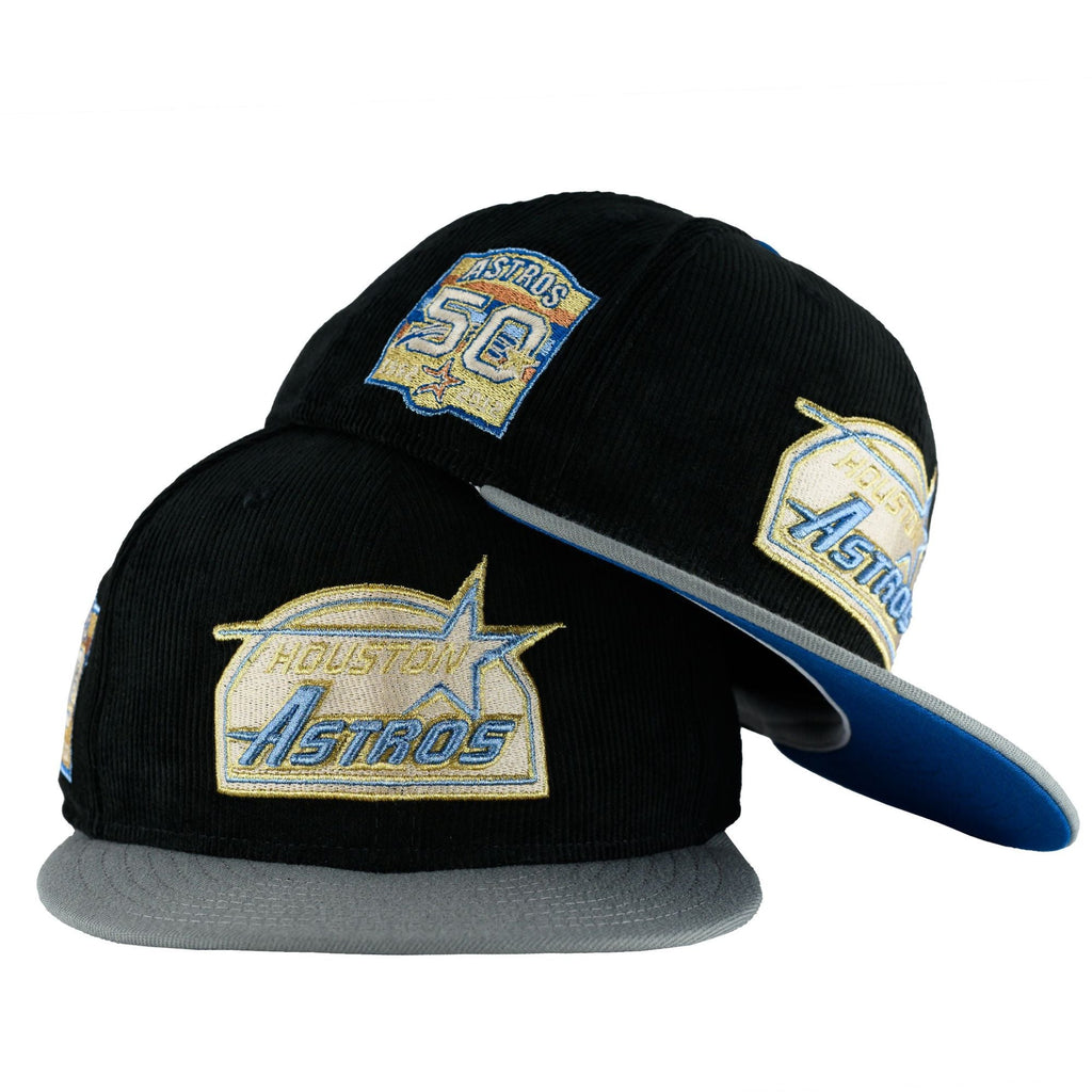 Houston Astros 50th Black Cord New Era 59FIFTY Fitted Hat product image 1, provided for visual reference and product detail