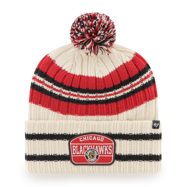 Chicago Blackhawks Vintage Natural Hone Cuffed Knit Hat product image 1, provided for visual reference and product detail