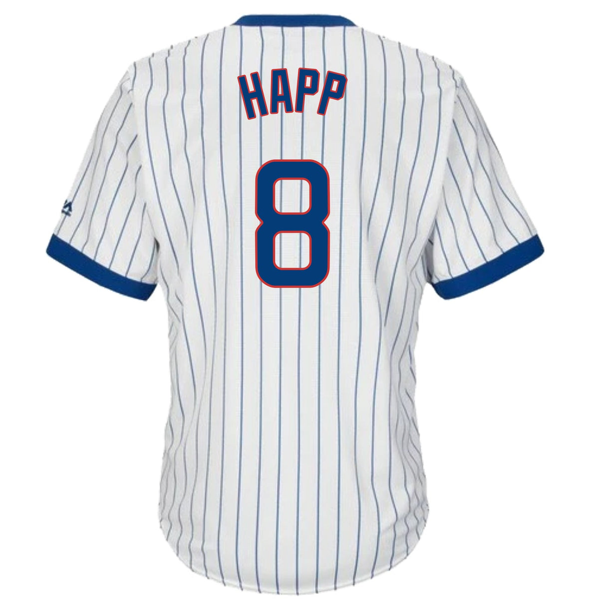 Ian Happ Chicago Cubs Cooperstown White Pinstripe V-Neck Home Men Jersey product image 2, provided for visual reference and