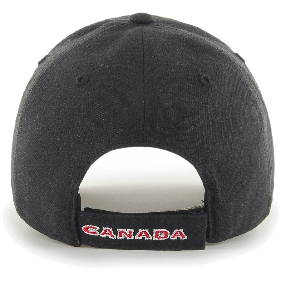 Hockey Canada IIHF 47 Brand Youth Black MVP Adjustable Hat product image 2, provided for visual reference and product detail