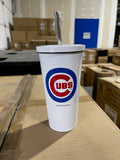 Chicago Cubs White Stainless Steel Straw Lid Bottle product image 1, provided for visual reference and product detail review