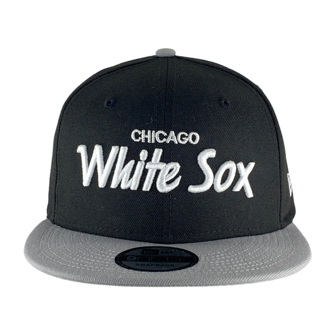 Chicago White Sox Black/Grey Chase Script Snapback Hat product image 2, provided for visual reference and product detail