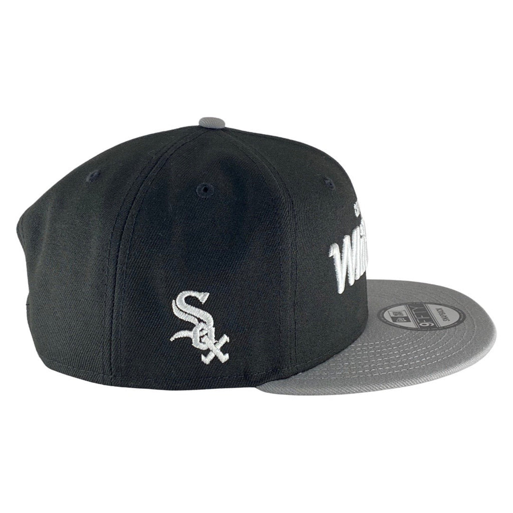 Chicago White Sox Black/Grey Chase Script Snapback Hat product image 3, provided for visual reference and product detail
