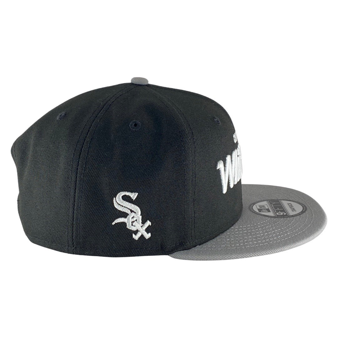 Chicago White Sox Black/Grey Chase Script Snapback Hat product image 3, provided for visual reference and product detail