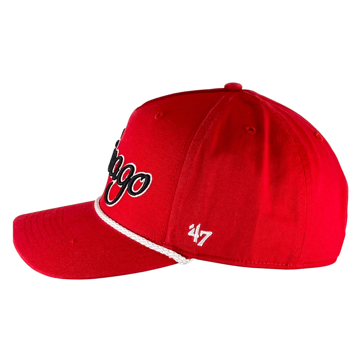 Chicago Blackhawks Red Overhand Rope Script Snapback Hat product image 5, provided for visual reference and product detail