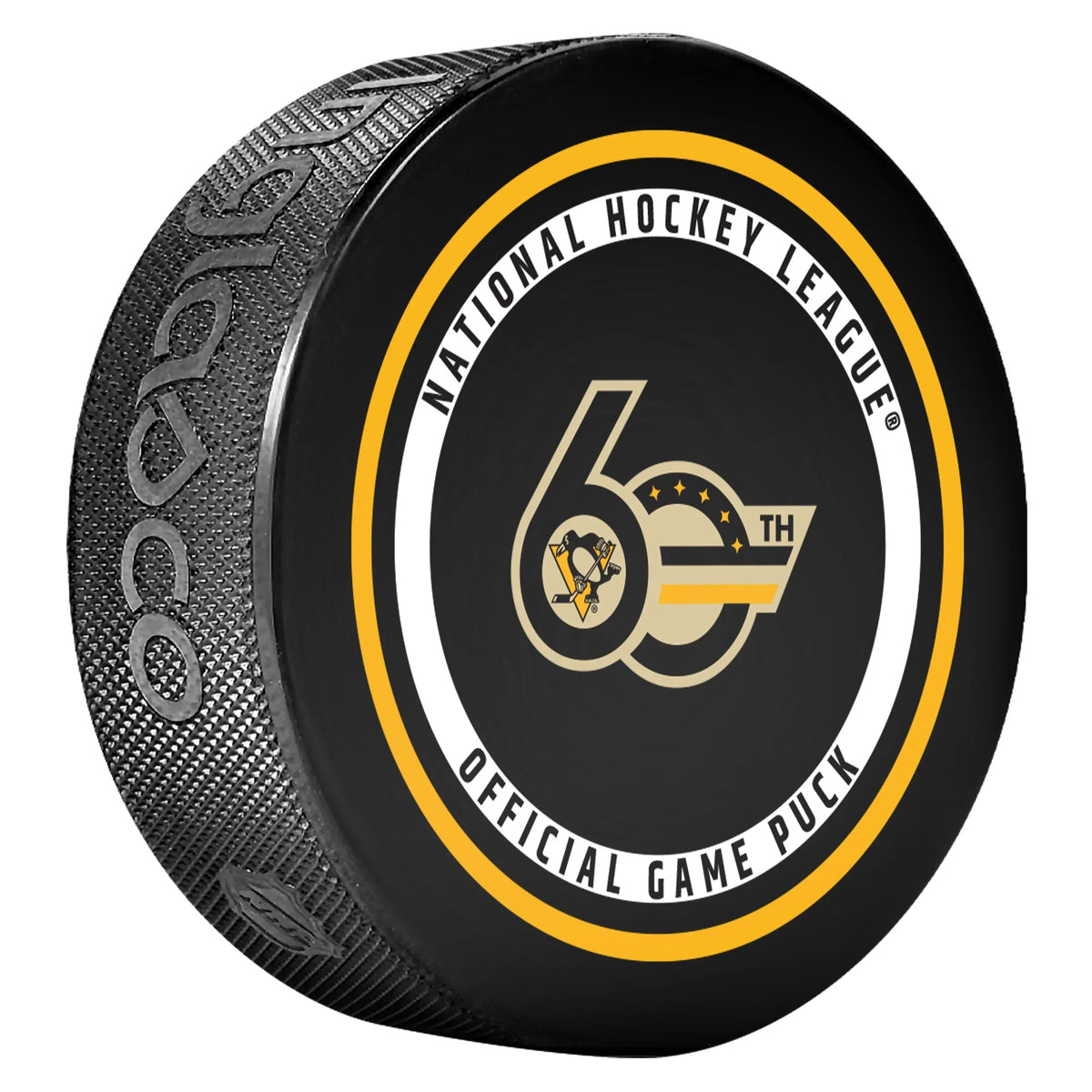 Pittsburgh Penguins NHL Inglasco 2026-27 60th Anniversary Officially Licensed Game Hockey Puck product image 2, provided for