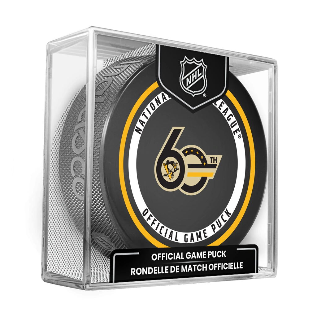 Pittsburgh Penguins NHL Inglasco 2026-27 60th Anniversary Officially Licensed Game Hockey Puck product image 1, provided for
