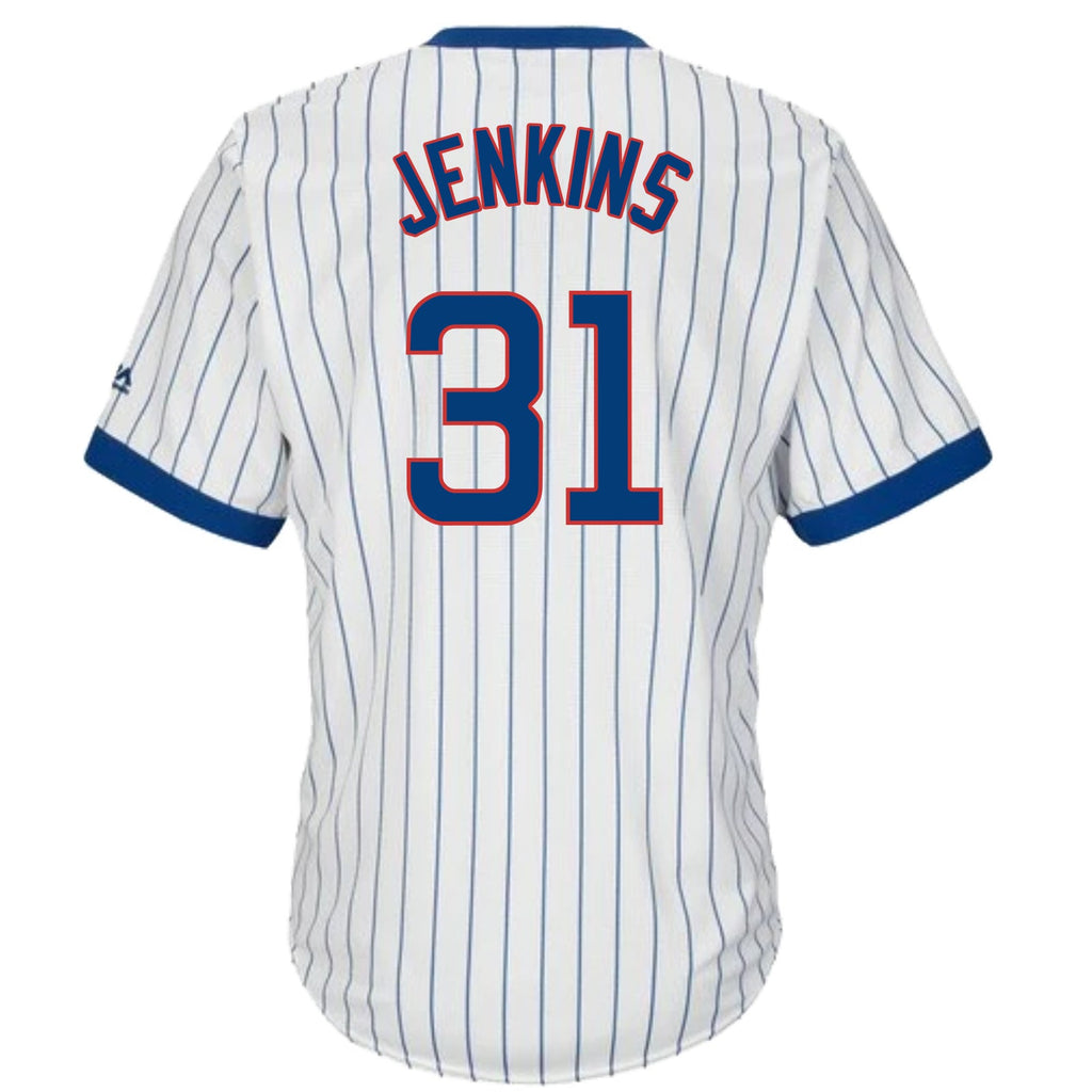 Fergie Jenkins Chicago Cubs Cooperstown White Pinstripe V-Neck Home Men Jersey product image 2, provided for visual