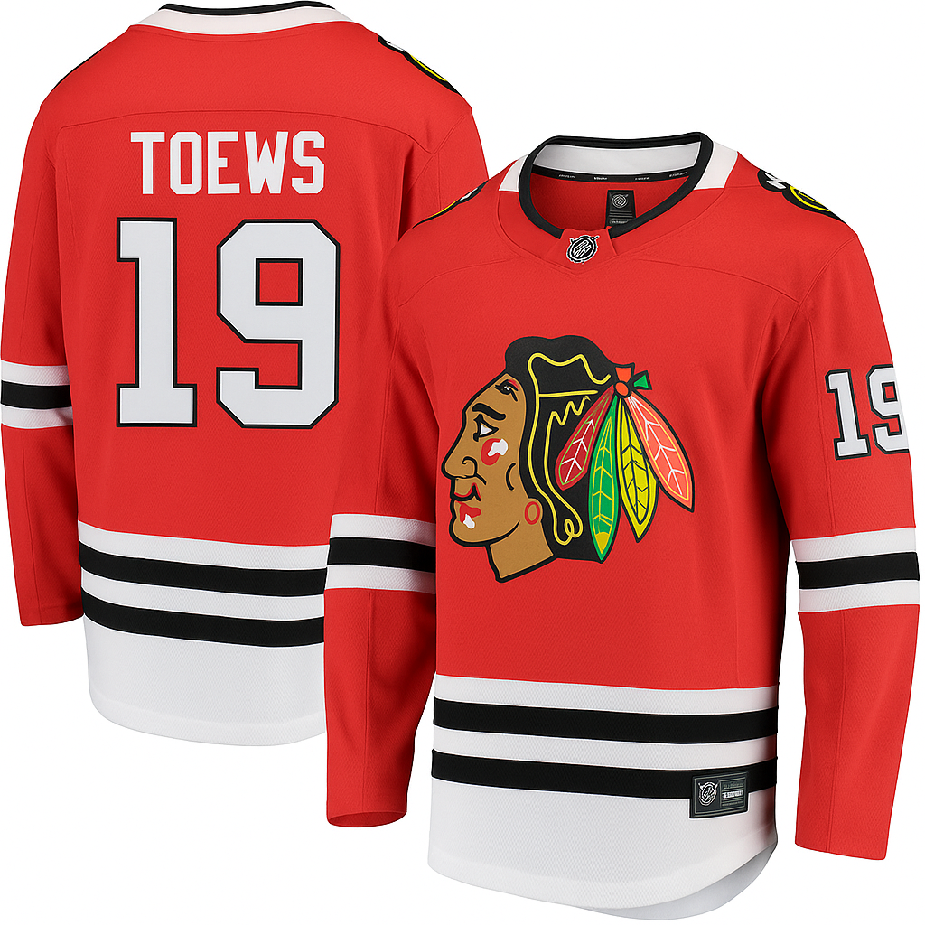 Jonathan Toews Chicago Blackhawks Fanatics Red Breakaway Men Jersey product image 1, provided for visual reference and