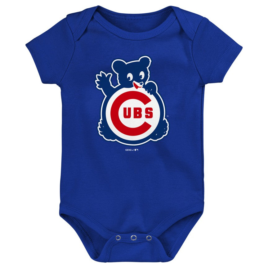 Chicago Cubs Royal Waving Bear Creeper Onesie product image 1, provided for visual reference and product detail review