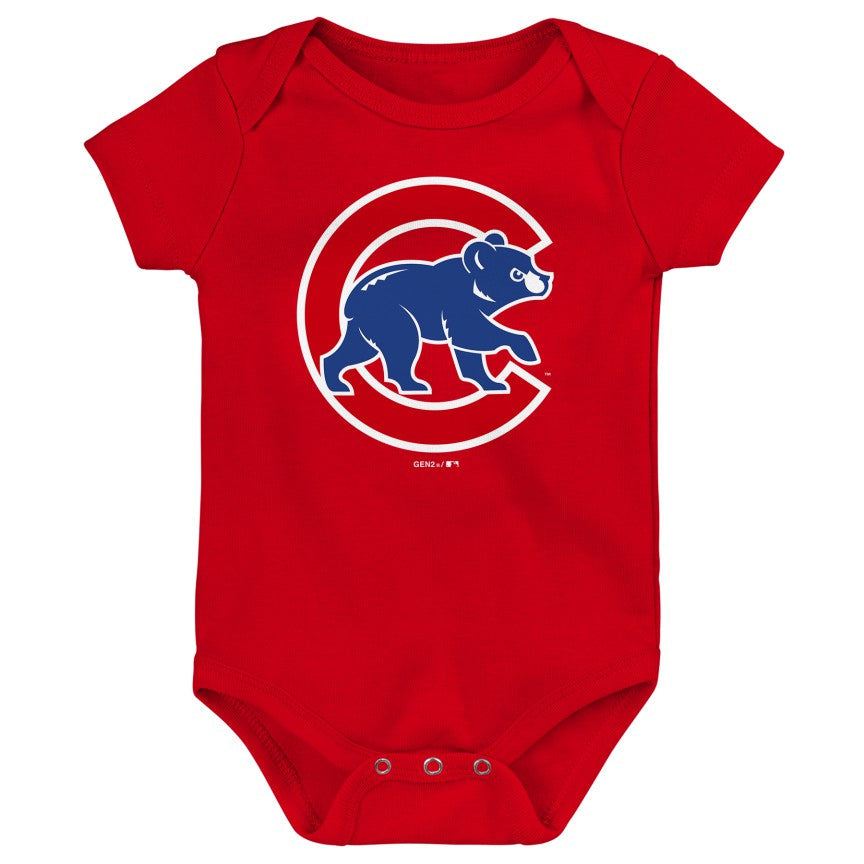 Chicago Cubs Crawl Bear Logo Red Baby Onesie product image 1, provided for visual reference and product detail review
