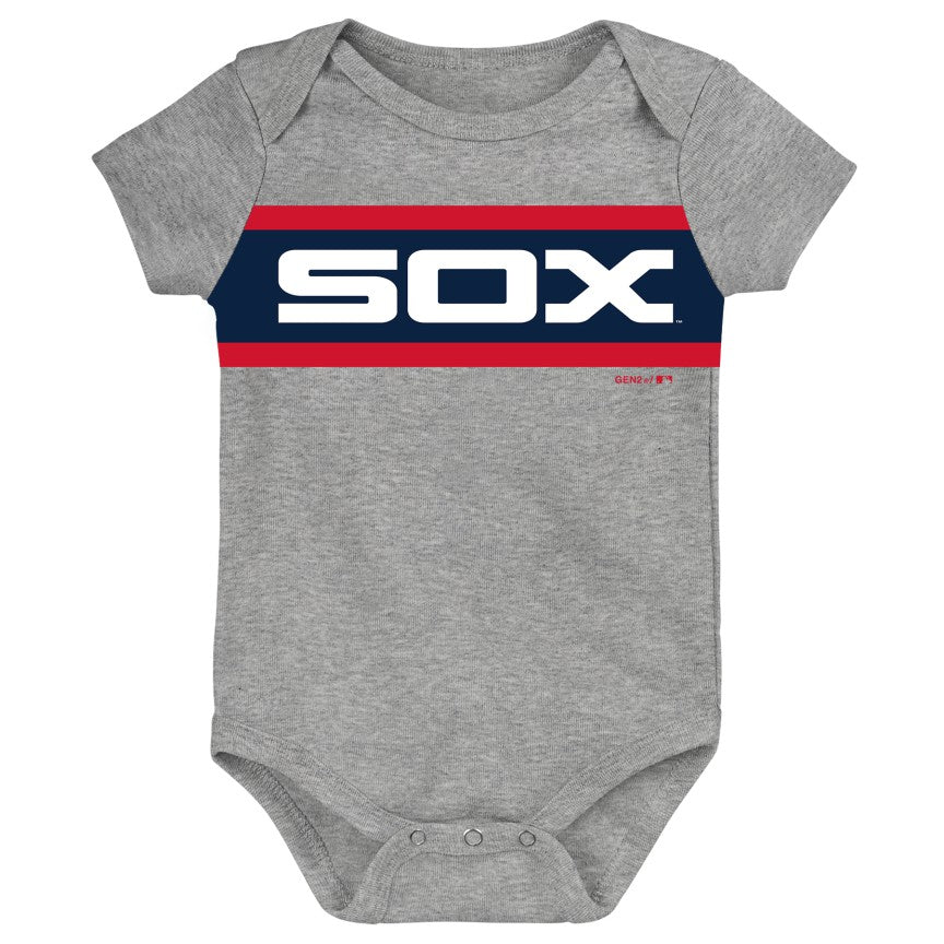 Chicago White Sox Grey 1983 Logo Creeper Onesie product image 1, provided for visual reference and product detail review