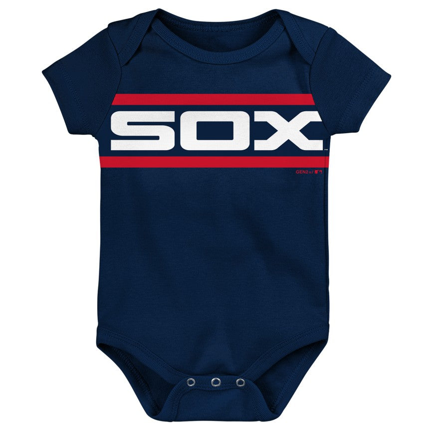 Chicago White Sox Navy 1983 Logo Creeper Onesie product image 1, provided for visual reference and product detail review