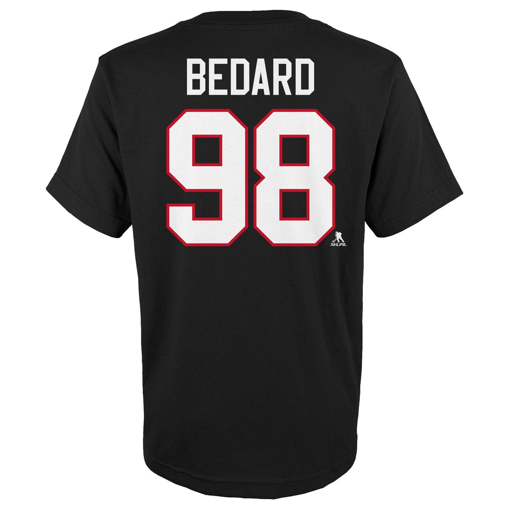 Connor Bedard Chicago Blackhawks Youth Black T-Shirt product image 3, provided for visual reference and product detail review