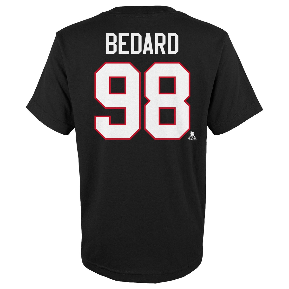 Connor Bedard Chicago Blackhawks Youth Black T-Shirt product image 3, provided for visual reference and product detail review