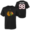 Connor Bedard Chicago Blackhawks Youth Black T-Shirt product image 1, provided for visual reference and product detail review