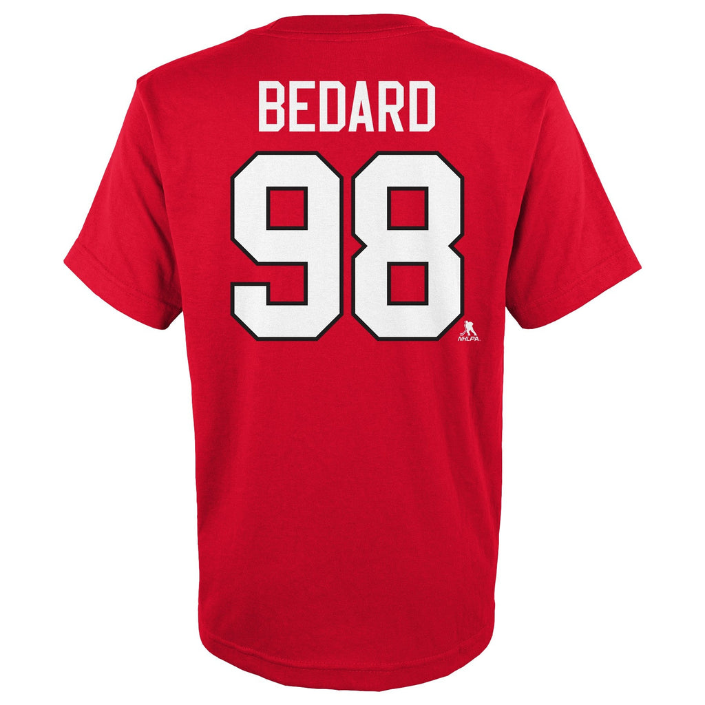 Connor Bedard Chicago Blackhawks Youth Red T-Shirt product image 1, provided for visual reference and product detail review