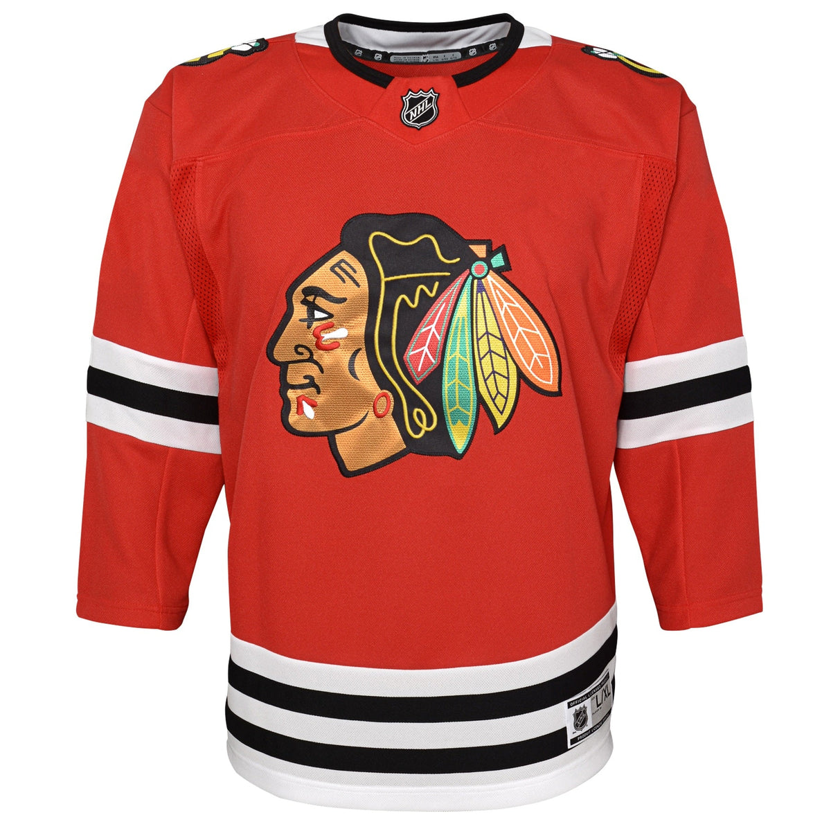 Chicago Blackhawks Red Home Premier Youth Jersey product image 2, provided for visual reference and product detail review