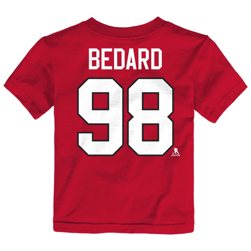 Connor Bedard Chicago Blackhawks Red Player T-Shirt 2T - 4T product image 1, provided for visual reference and product
