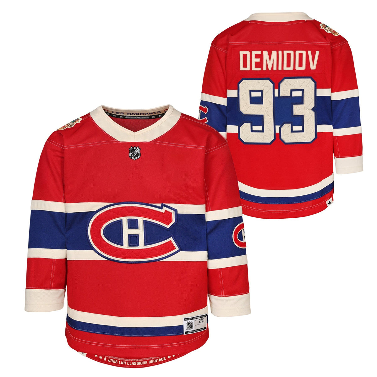 Ivan Demidov Montreal Canadiens NHL Outerstuff Kids Red 2026 Heritage Classic Premier Jersey product image 3, provided for