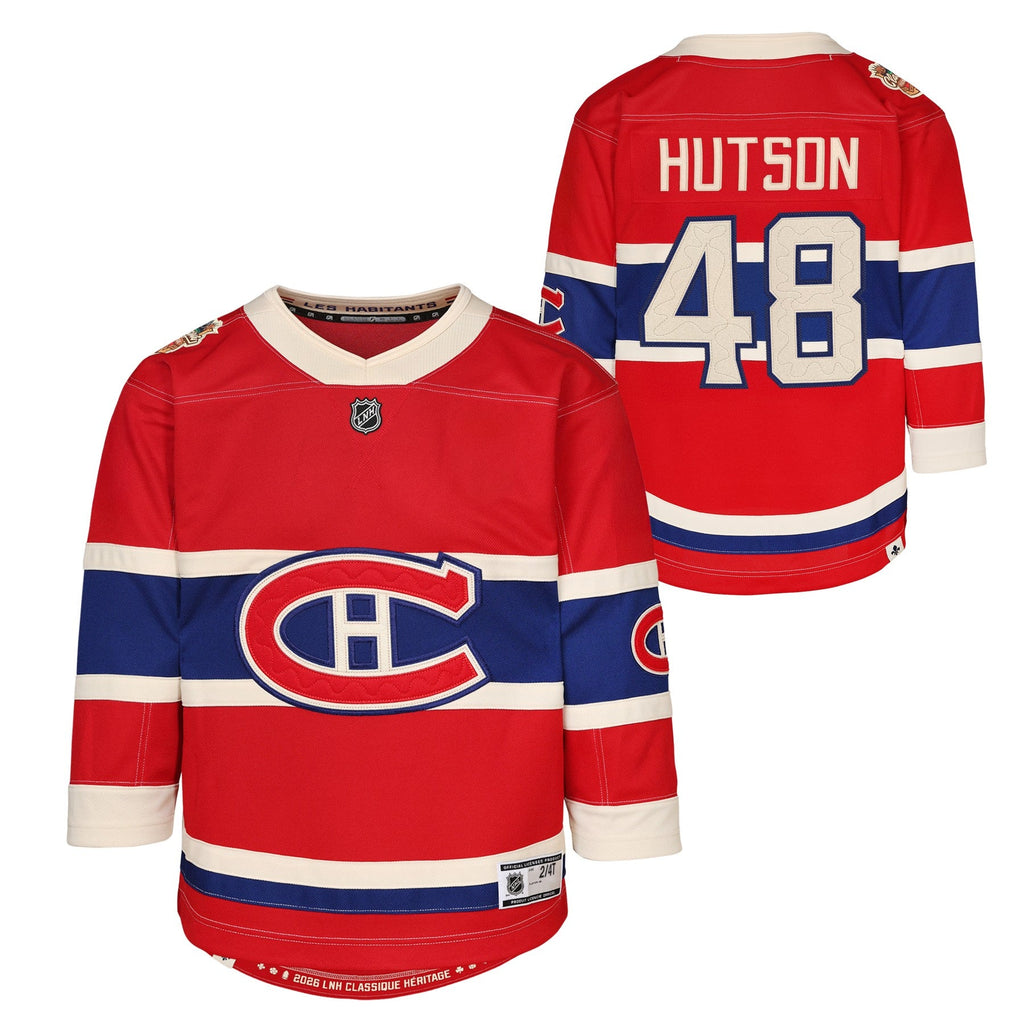 Lane Hutson Montreal Canadiens NHL Outerstuff Kids Red 2026 Heritage Classic Premier Jersey product image 3, provided for