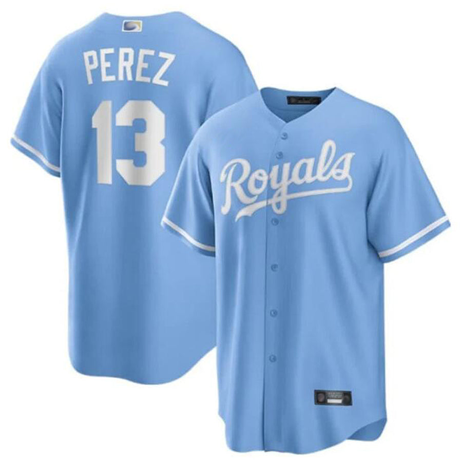 KC.Royals #13 Salvador Perez Player Light Blue Home Replica product image 1