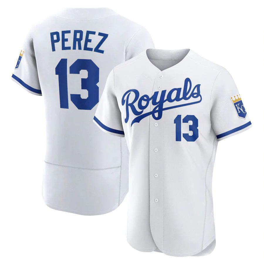 KC.Royals #13 Salvador P¡§|rez Player White Home Elite product image 1