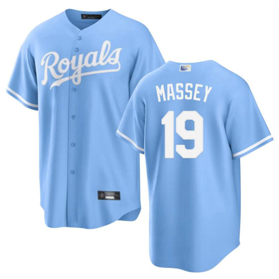KC.Royals #19 Michael Massey Player Light Blue Home Replica product image 1