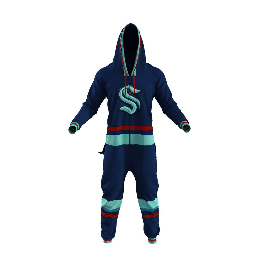 Seattle Kraken NHL Hockey Sockey Men Navy Team Uniform Onesie product image 1, provided for visual reference and product