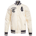 Chicago Cubs Cream Retro Classic Rib Satin Jacket product image 1, provided for visual reference and product detail review